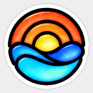 Sunset Retro Glass Sticker